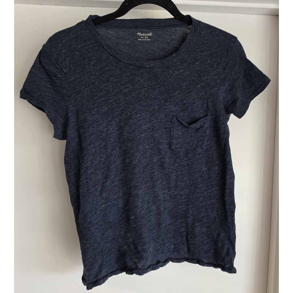 Madewell T-Shirt XS Dark Blue 100% Cotton Short Sleeve Round Neck Casual Tee